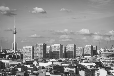 High-rise building grayscale images
